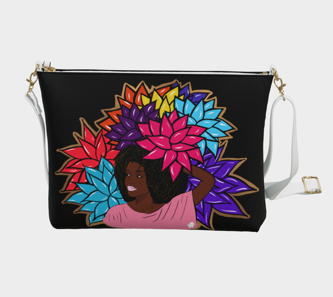 Beauty with Flowers - Vegan Leather Crossbody Purse