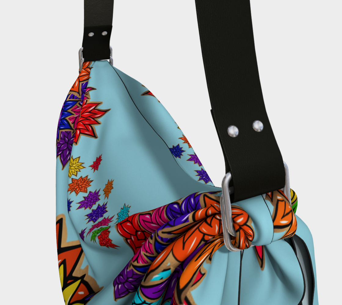 Beauty with Flowers - Origami Tote - lt. blue