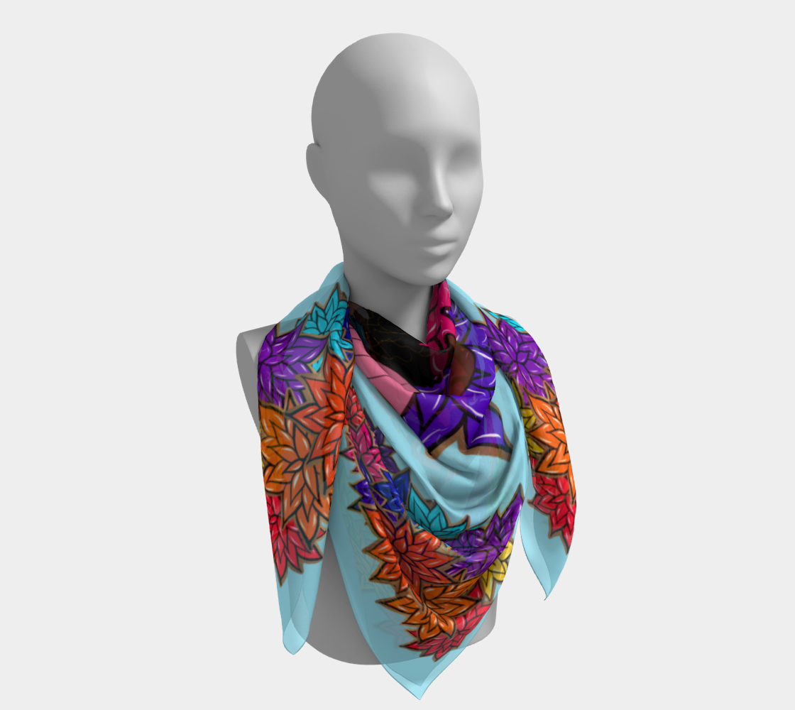 Beauty with Flowers - Square Scarf - lt. blue