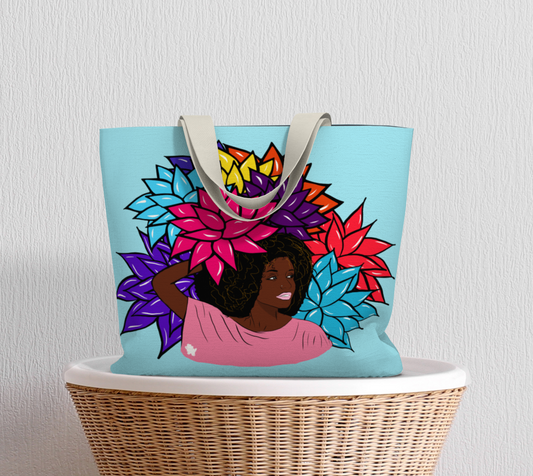 Beauty with Flowers - Large Tote Bag