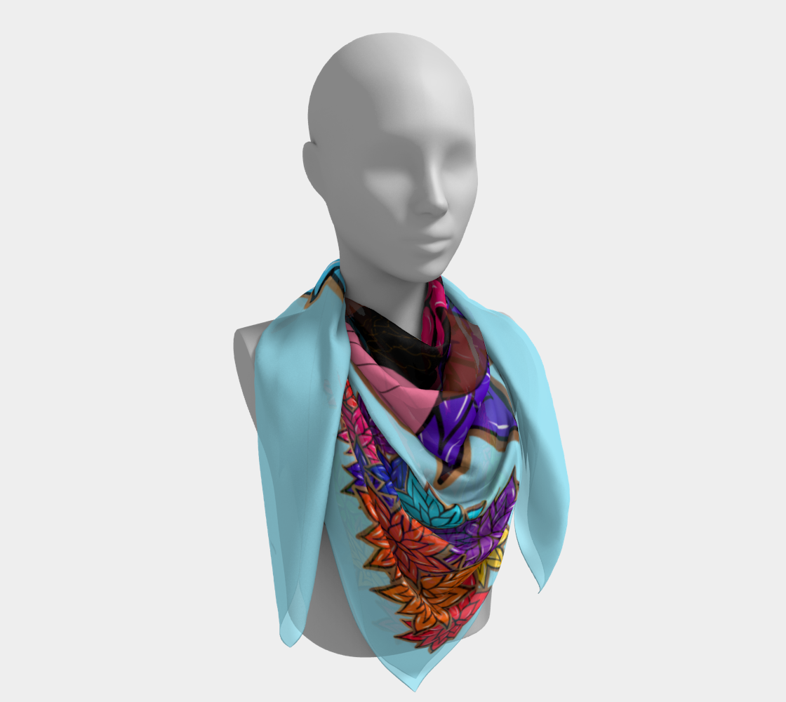 Beauty with Flowers - Square Scarf - lt. blue