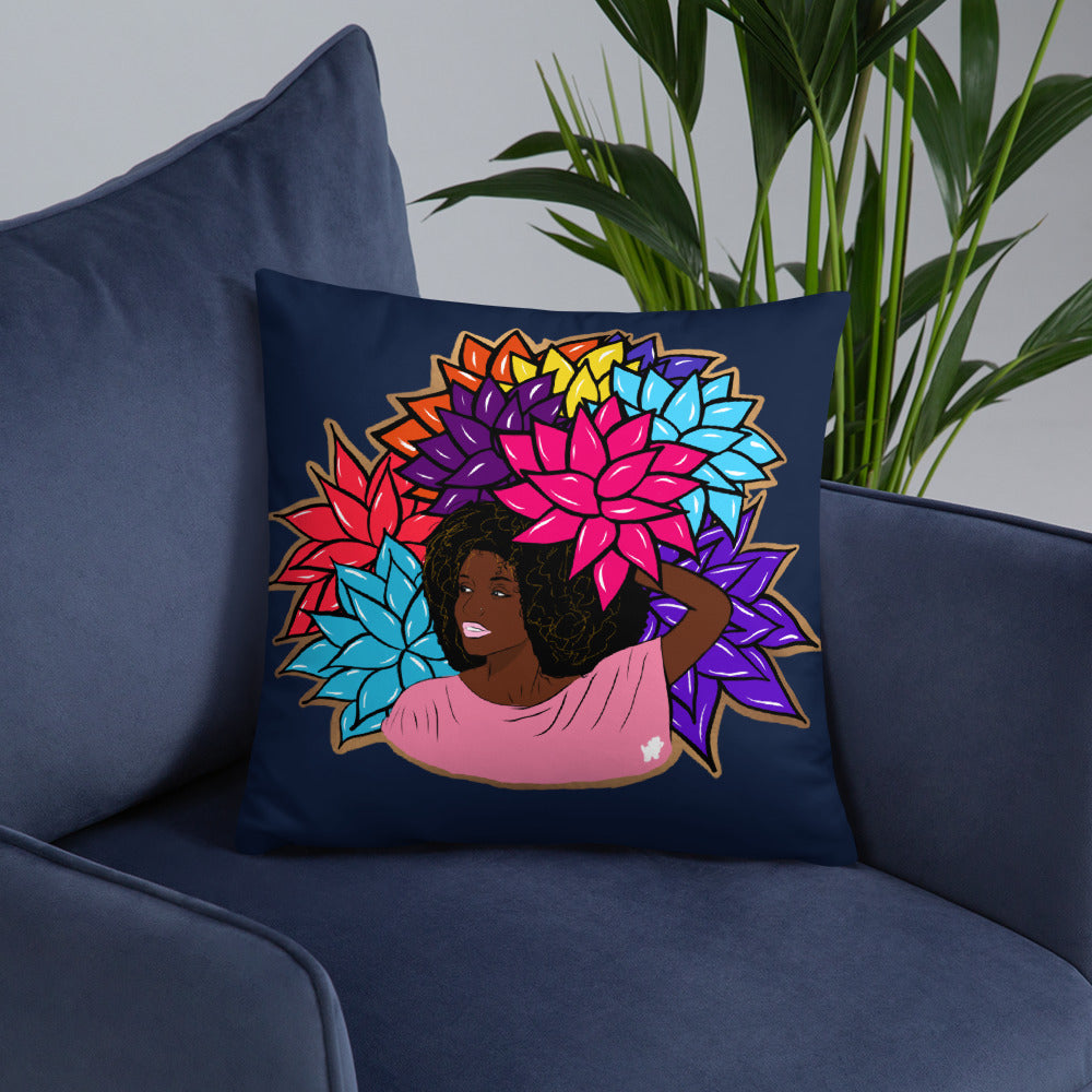 Beauty with Flowers - Throw  Pillow