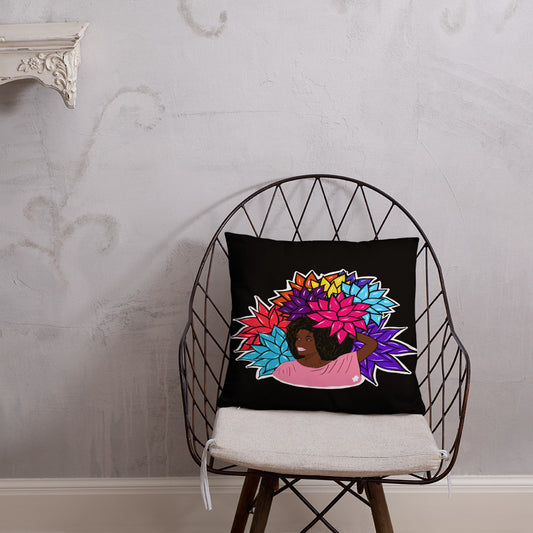 Beauty with Flowers - Throw Pillow