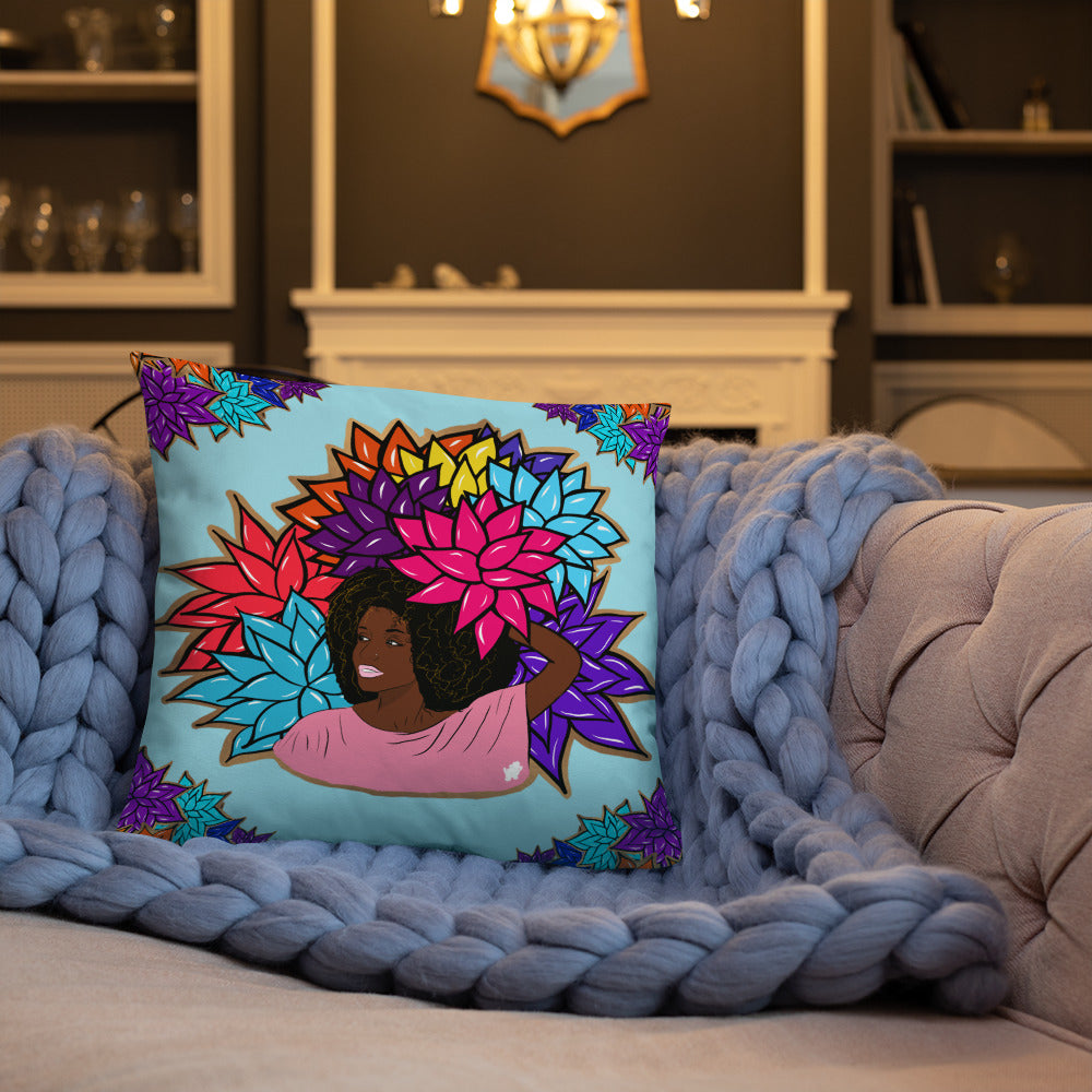 Beauty with Flowers - Throw Basic Pillow