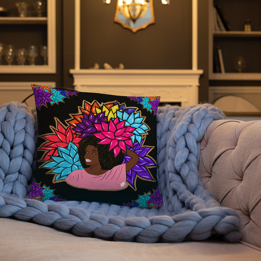 Beauty with Flowers - Throw Basic Pillow