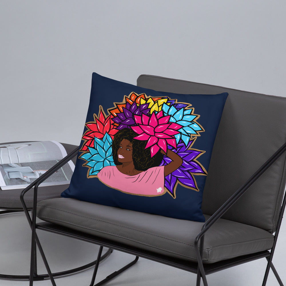 Beauty with Flowers - Throw  Pillow