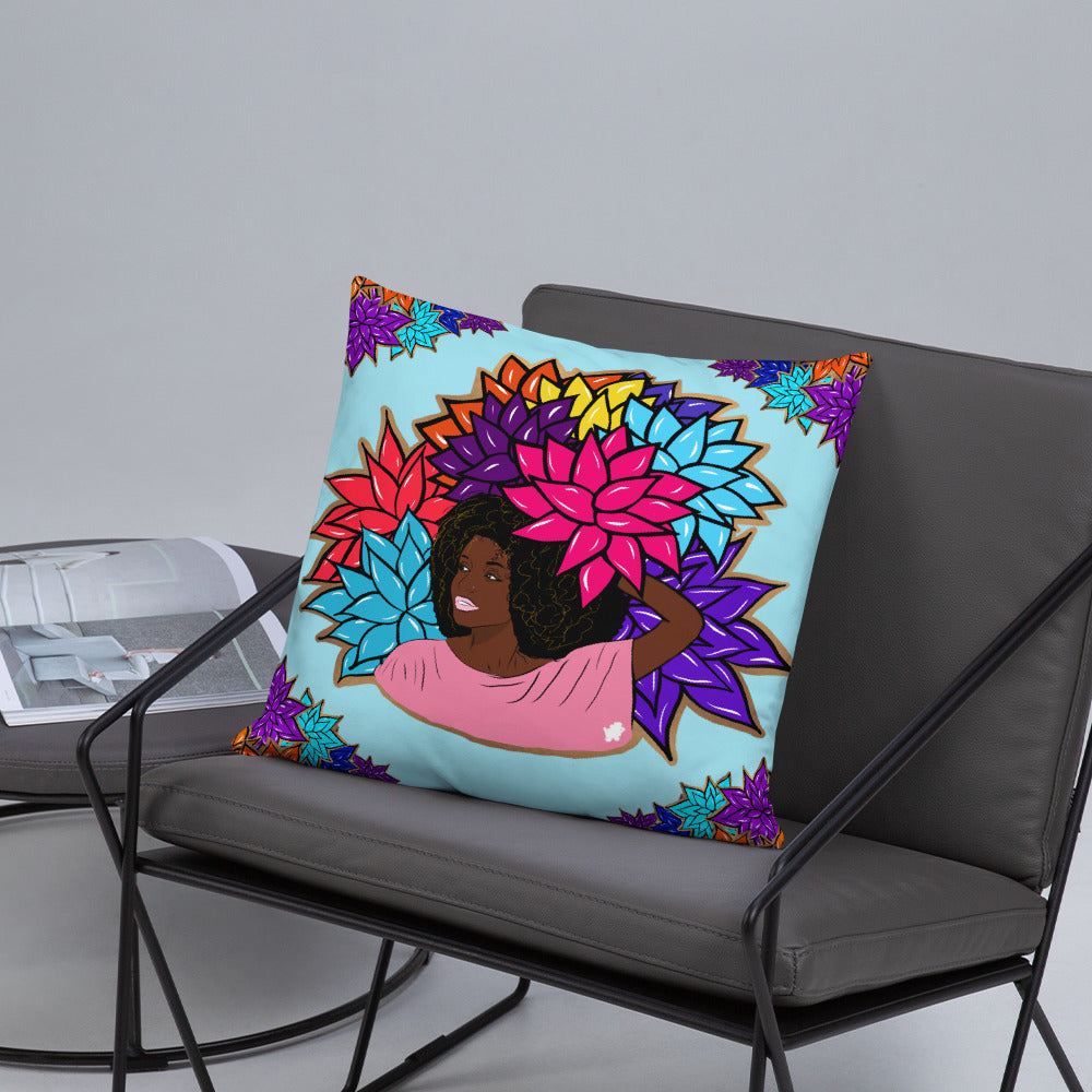 Beauty with Flowers - Throw Basic Pillow