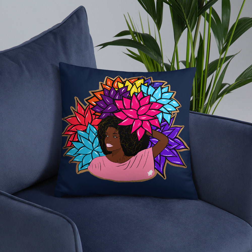 Beauty with Flowers - Throw  Pillow