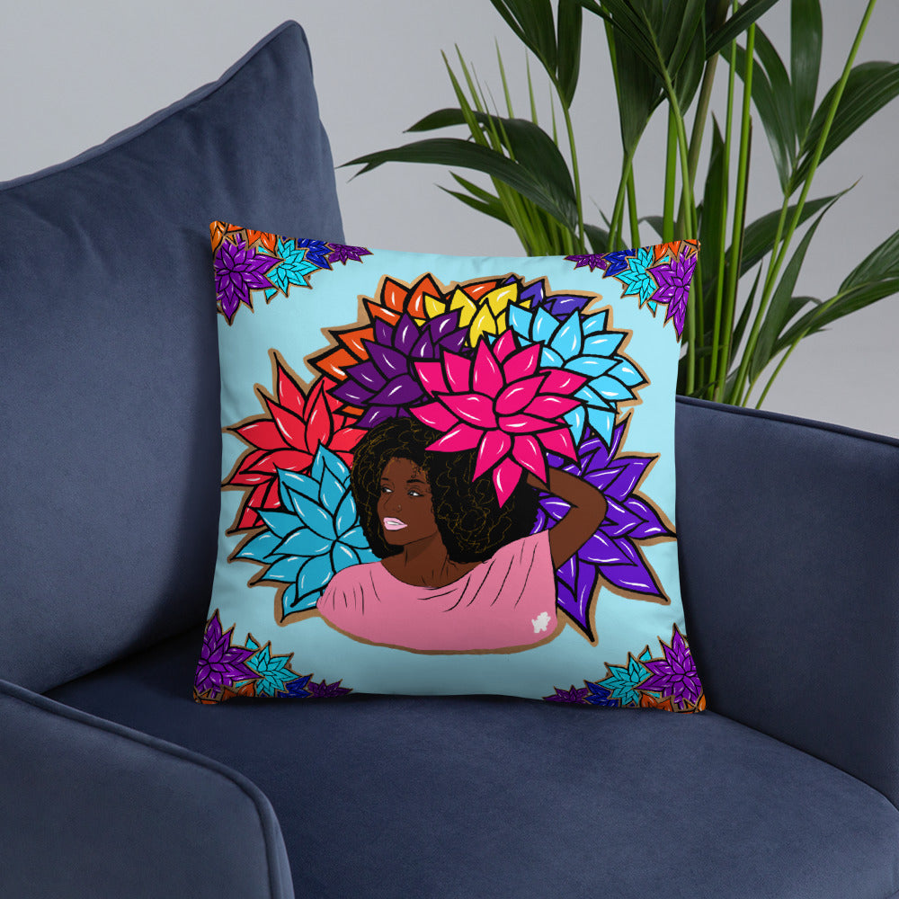Beauty with Flowers - Throw Basic Pillow