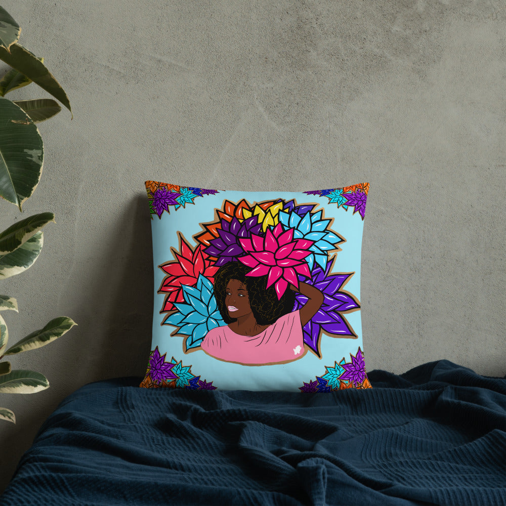 Beauty with Flowers - Throw Basic Pillow