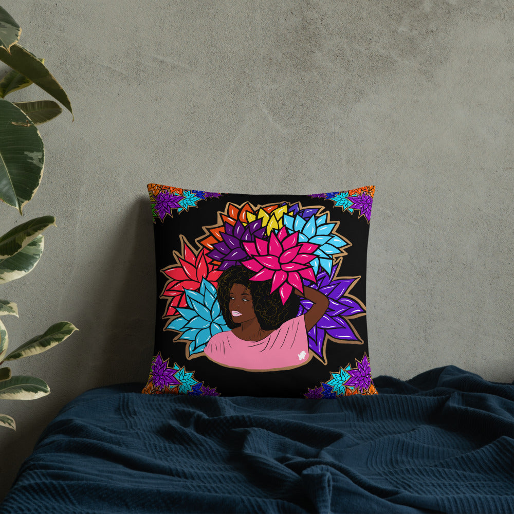 Beauty with Flowers - Throw Basic Pillow