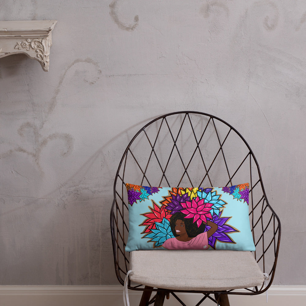 Beauty with Flowers - Throw Basic Pillow