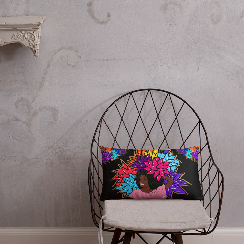 Beauty with Flowers - Throw Basic Pillow