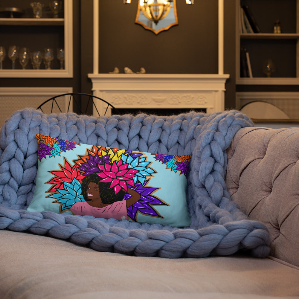 Beauty with Flowers - Throw Basic Pillow