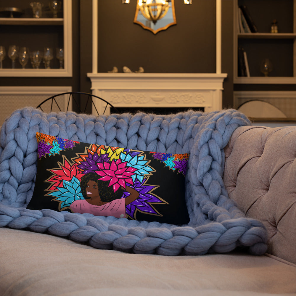 Beauty with Flowers - Throw Basic Pillow