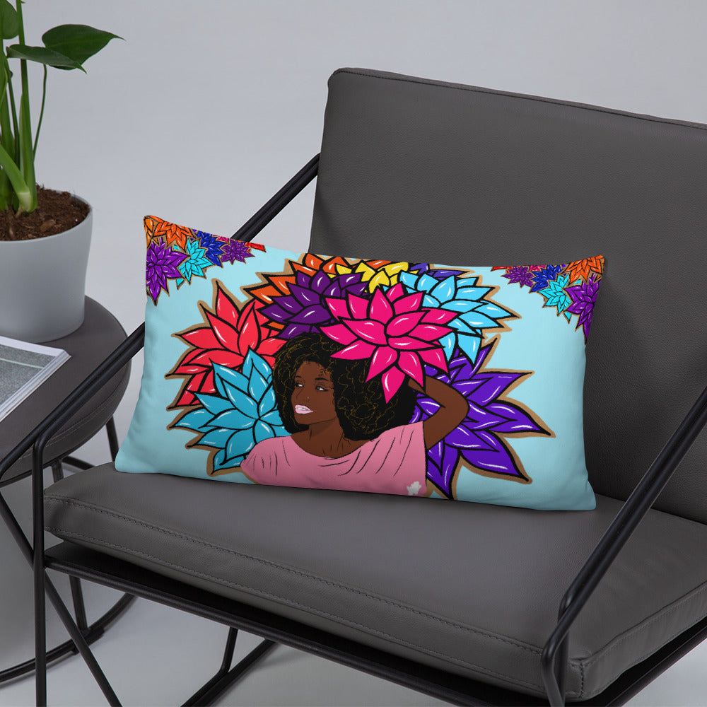 Beauty with Flowers - Throw Basic Pillow