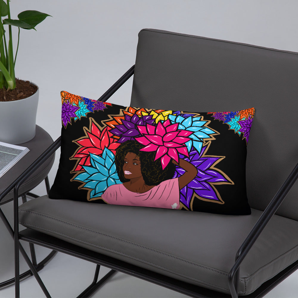 Beauty with Flowers - Throw Basic Pillow