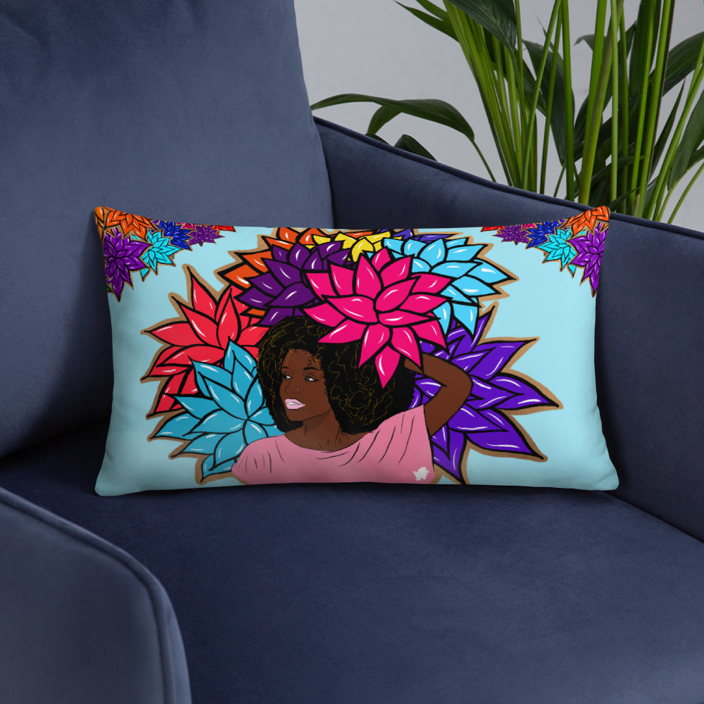 Beauty with Flowers - Throw Basic Pillow