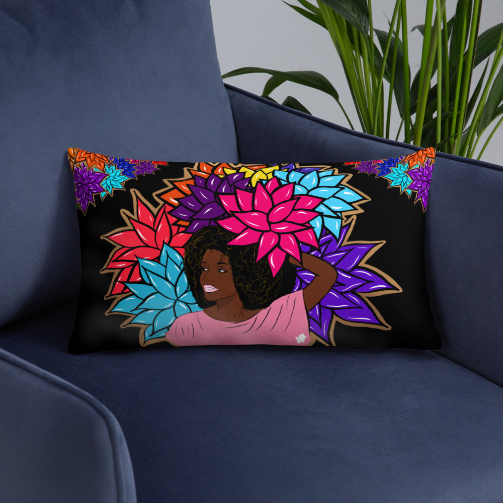 Beauty with Flowers - Throw Basic Pillow