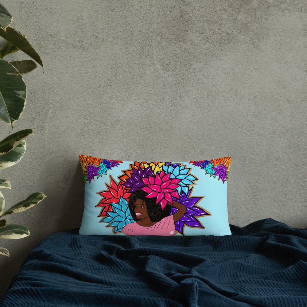 Beauty with Flowers - Throw Basic Pillow