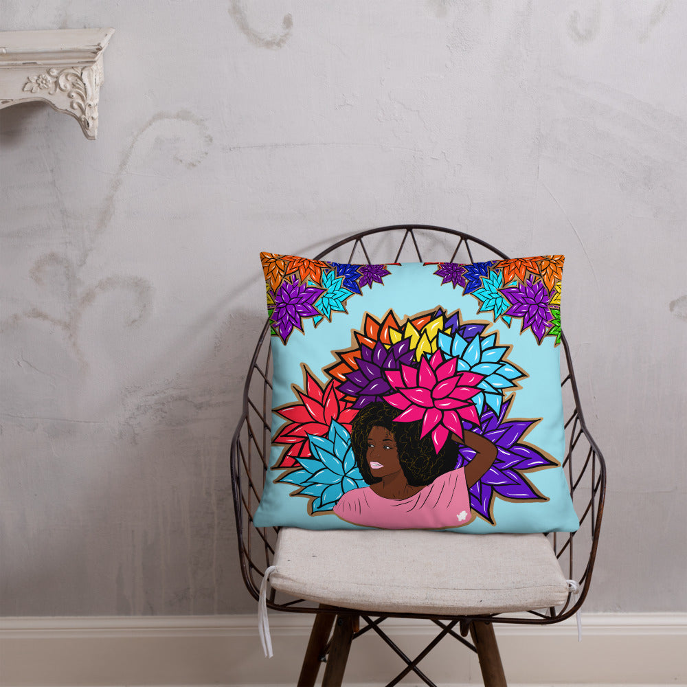 Beauty with Flowers - Throw Basic Pillow
