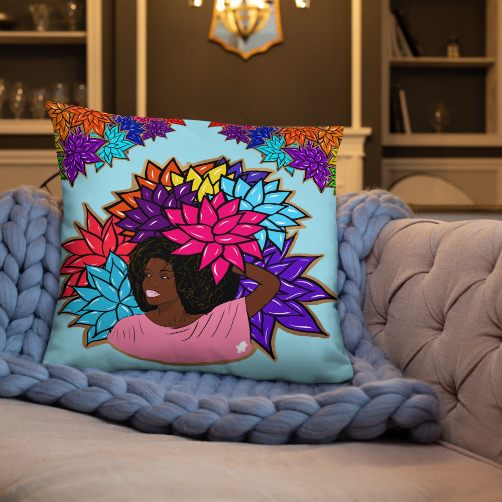 Beauty with Flowers - Throw Basic Pillow