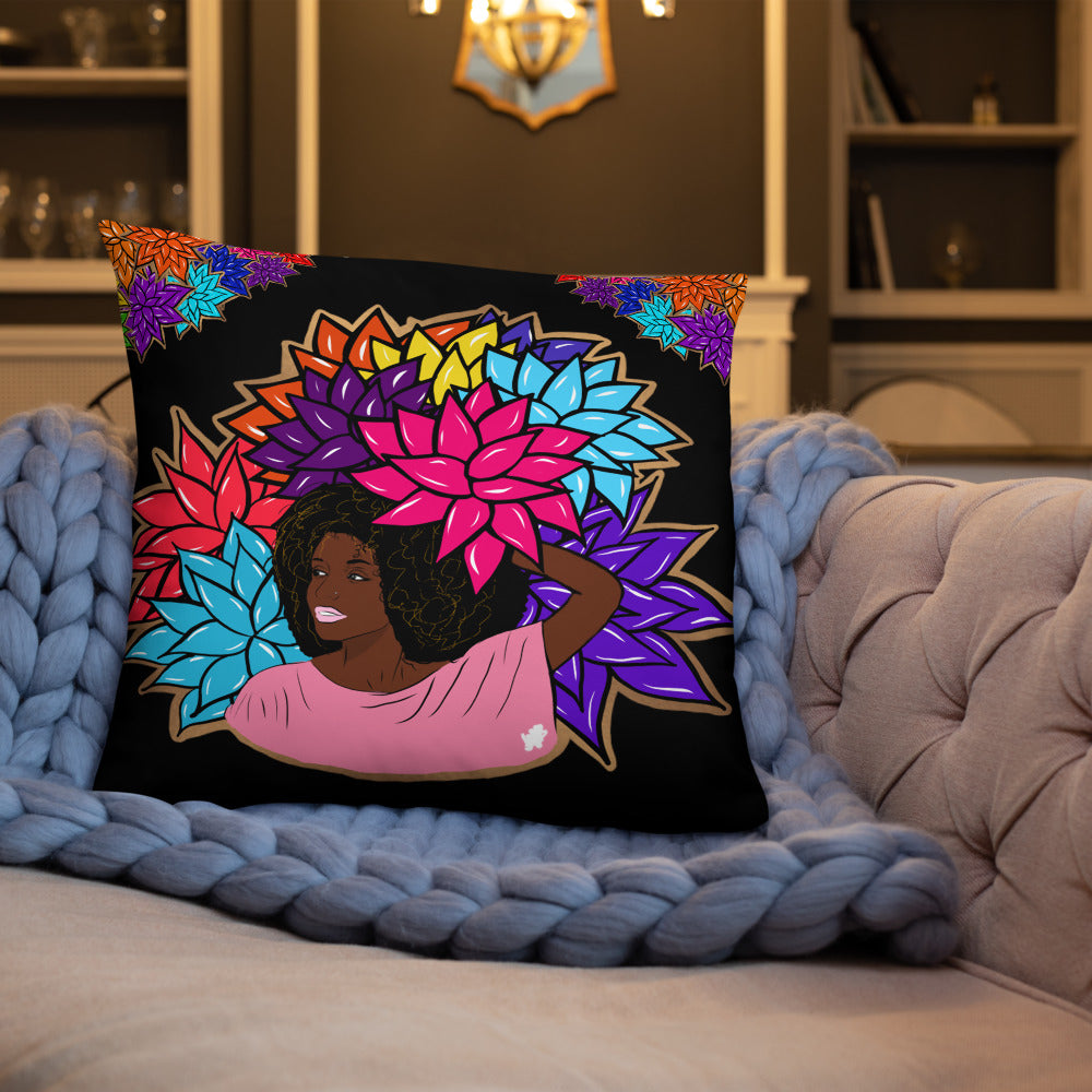 Beauty with Flowers - Throw Basic Pillow