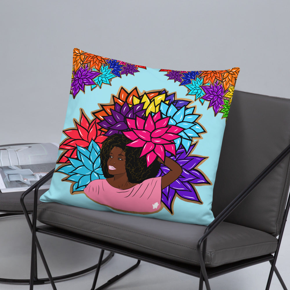 Beauty with Flowers - Throw Basic Pillow