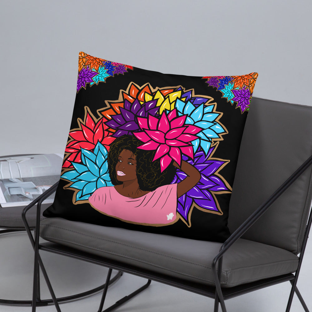 Beauty with Flowers - Throw Basic Pillow