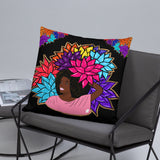Beauty with Flowers - Throw Basic Pillow
