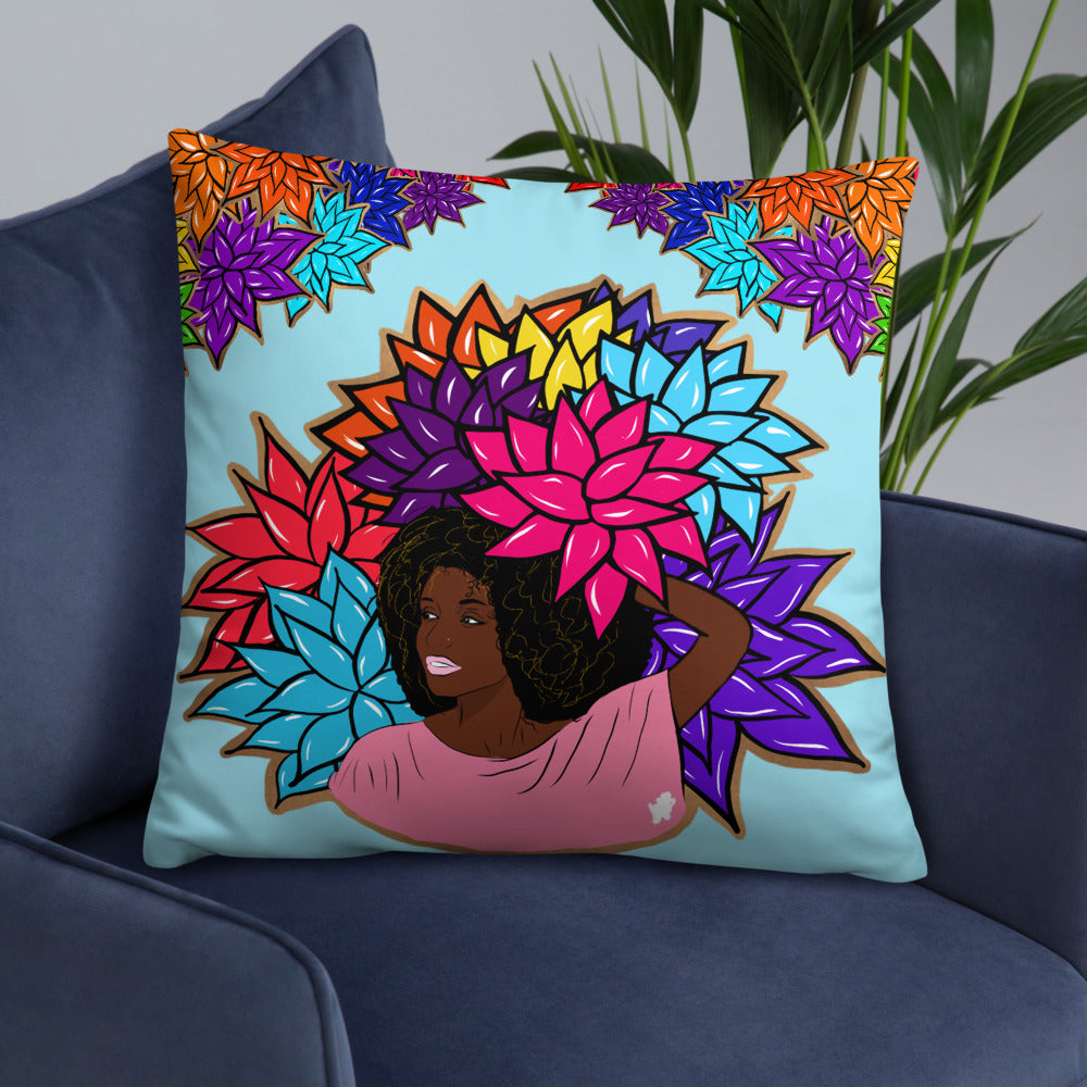 Beauty with Flowers - Throw Basic Pillow