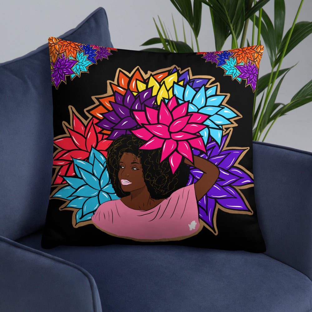 Beauty with Flowers - Throw Basic Pillow