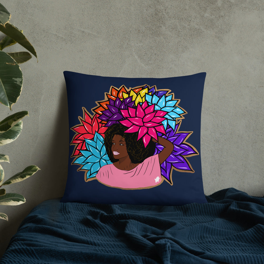 Beauty with Flowers - Throw  Pillow