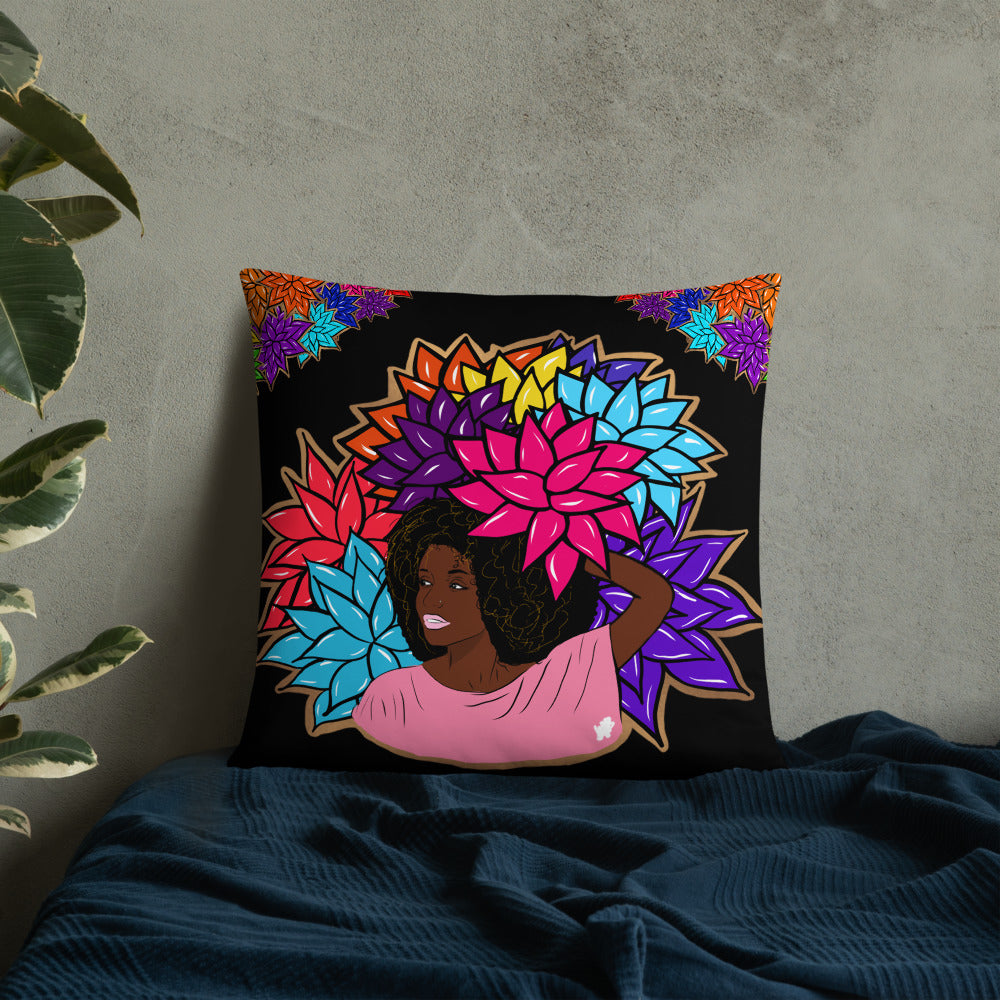 Beauty with Flowers - Throw Basic Pillow