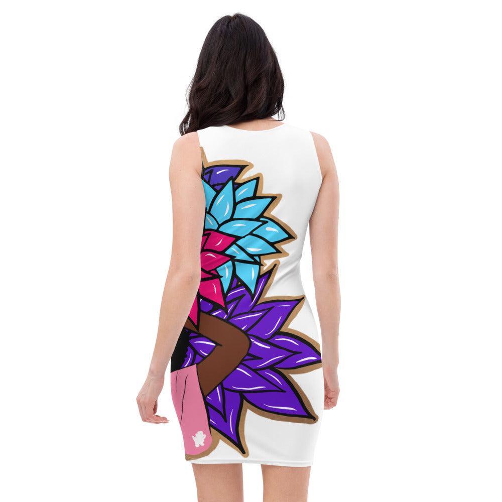 Beauty with Flowers - Body Con Dress - white