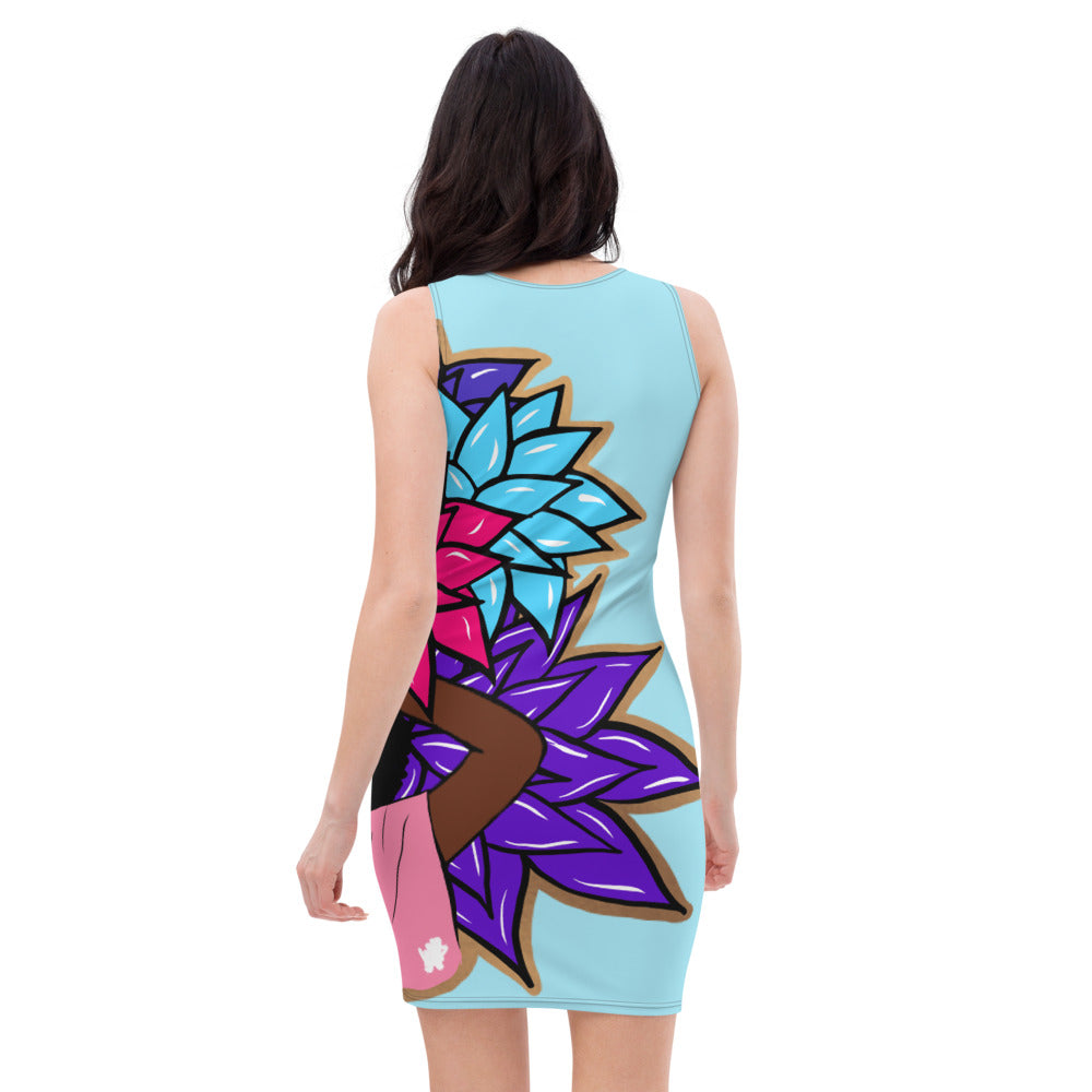 Beauty with Flowers - Bodycon Dress - lt. blue