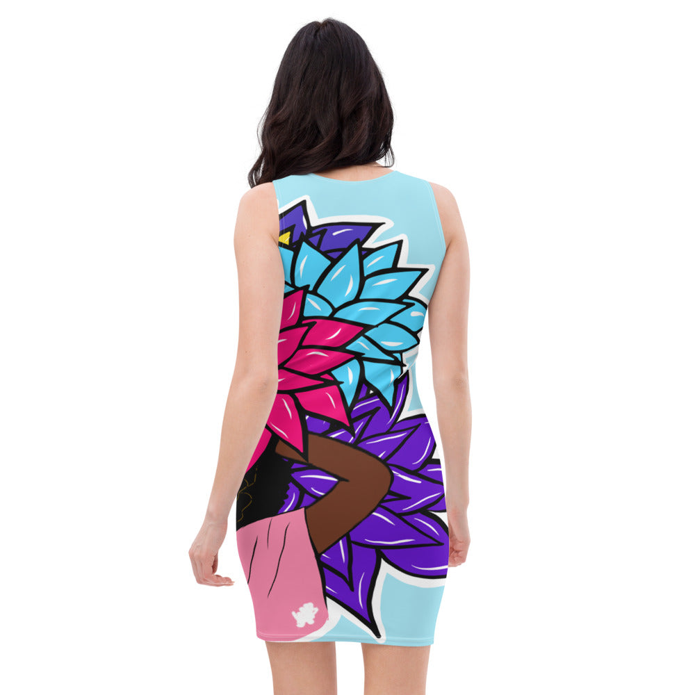 Beauty with Flowers - Bodycon Dress - lt. blue