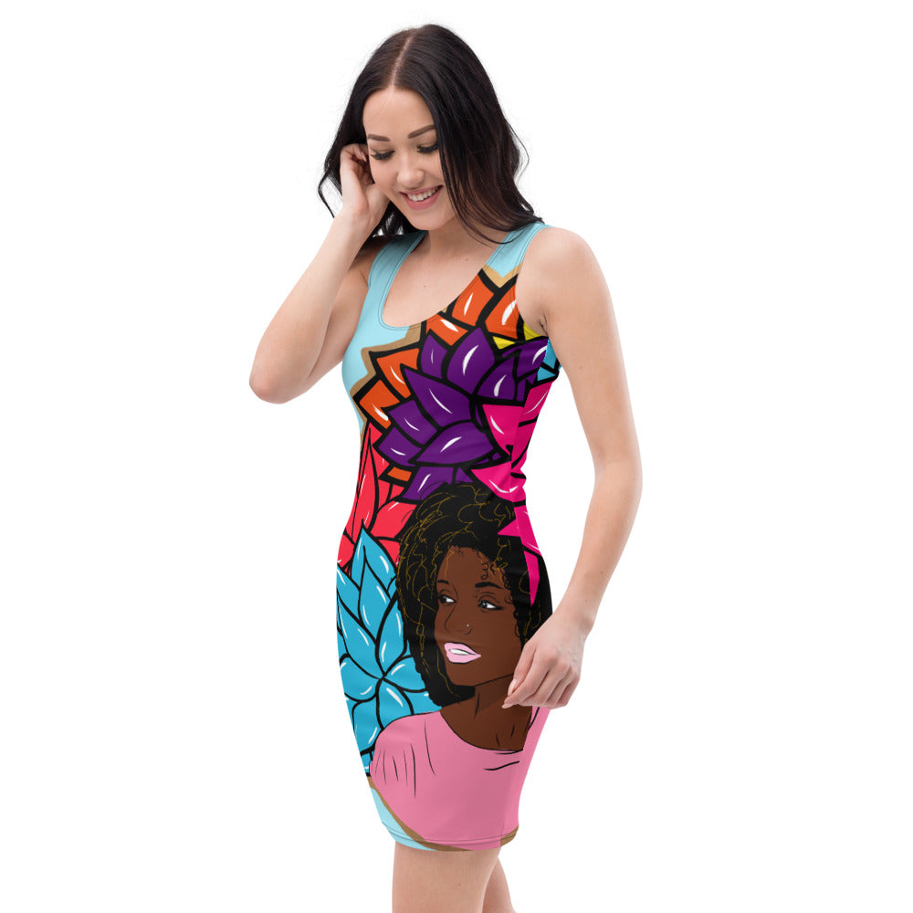 Beauty with Flowers - Bodycon Dress - lt. blue