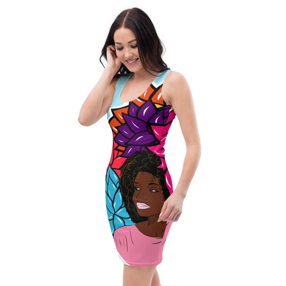 Beauty with Flowers - Bodycon Dress - lt. blue