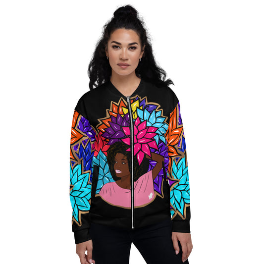 Beauty with Flowers - Unisex Bomber Jacket - black