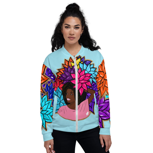 Beauty with Flowers - Unisex Bomber Jacket - lt. blue