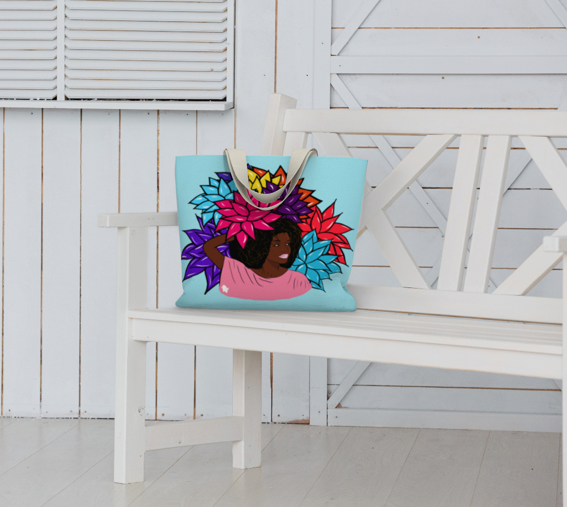 Beauty with Flowers - Large Tote Bag