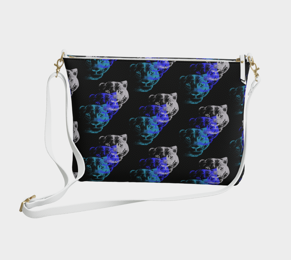 Lioness Arising Pattern - Vegan Leather Crossbody - Black