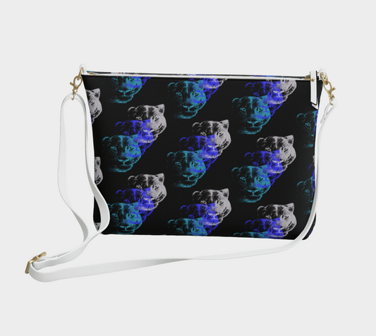 Lioness Arising Pattern - Vegan Leather Crossbody - Black