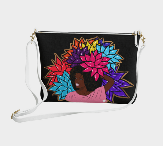 Beauty with Flowers - Vegan Leather Crossbody Purse