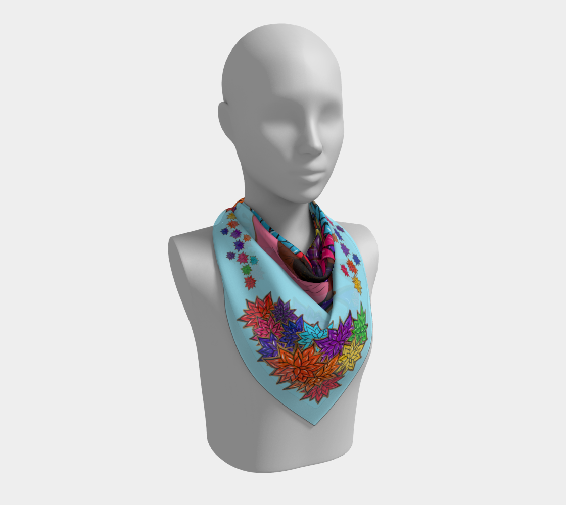 Beauty with Flowers - Square Scarf - lt. blue