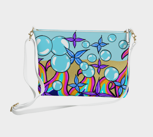 Bubble Rave - Vegan Leather Crossbody - Lt. Blue