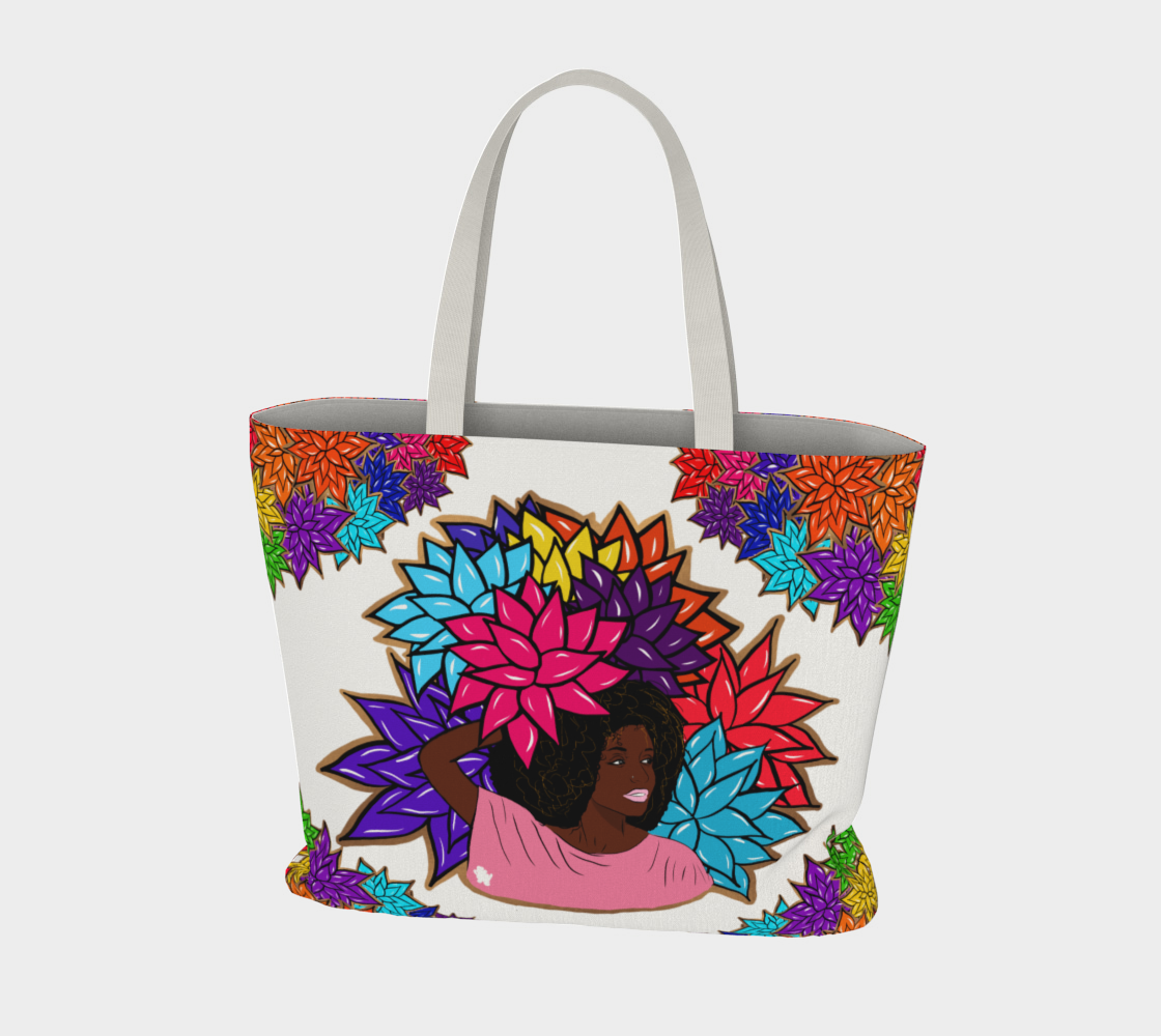 Beauty with Flowers - Large Tote Bag
