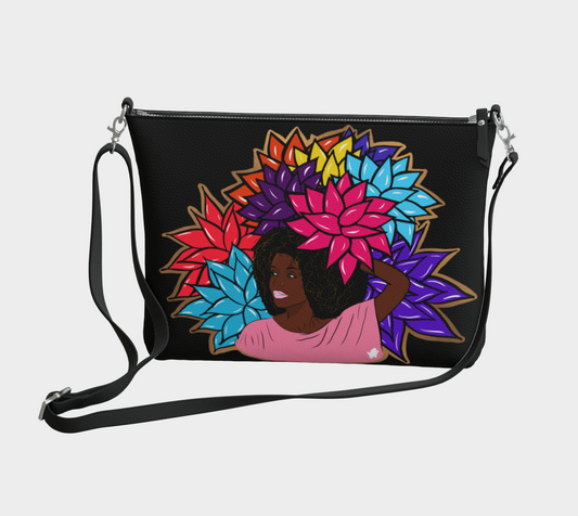 Beauty with Flowers - Vegan Leather Crossbody Purse