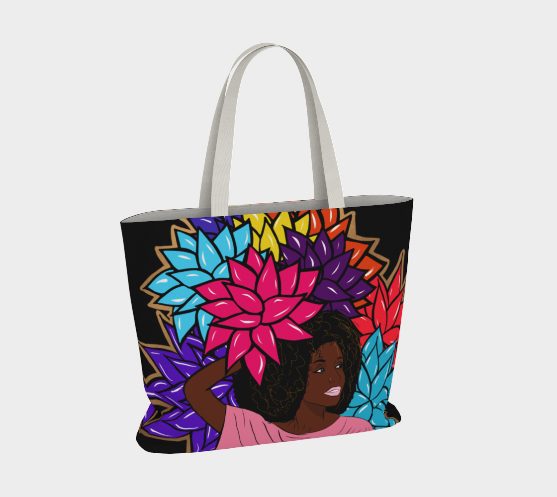 Beauty with Flowers - Large Tote bag - black